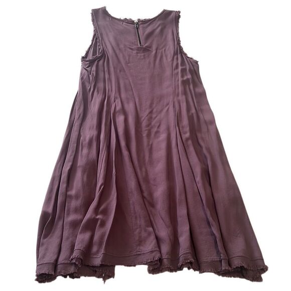 Altar'd State Eggplant Sleeveless Fringe Frayed Shift Dress Size Medium - Picture 3 of 11